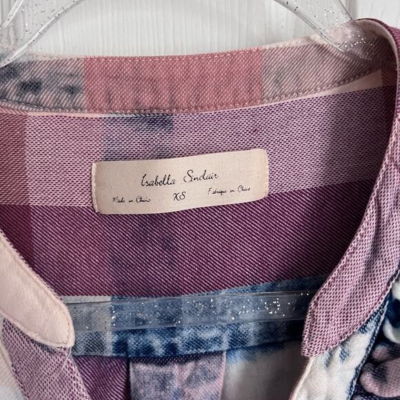 Anthropologie Isabella Sinclair Plaid Popover Blouse XS Oversize - Picture 6 of 10